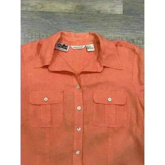 Richard Malcolm Irish Short Sleeve Button Up Shirt Sz M Pearl Button 100% Linen - Picture 5 of 13